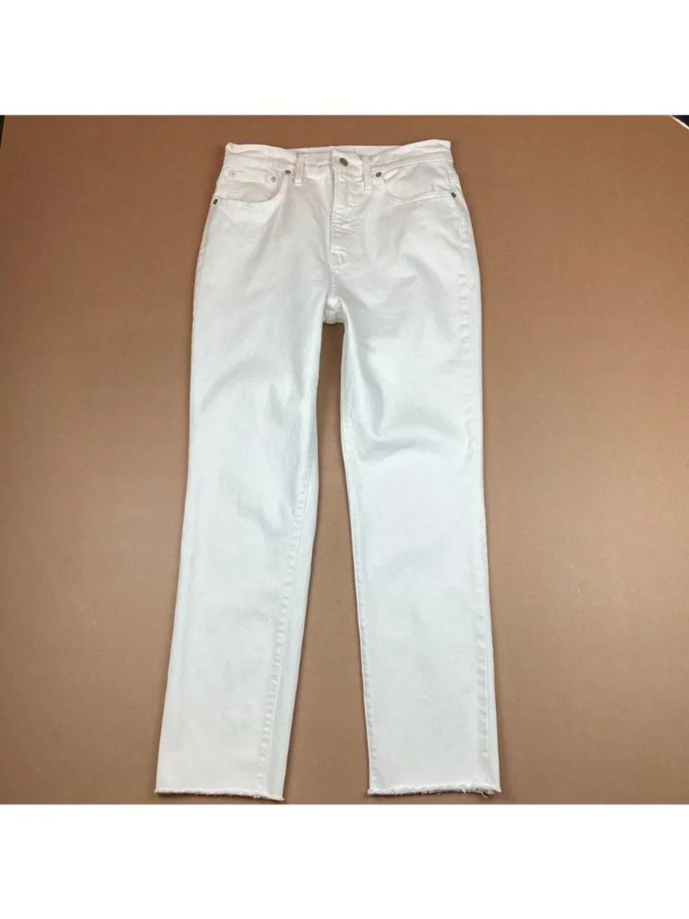 Madewell Perfect Vintage High Rise Tapered Leg Cropped Jeans White 29 - Like New - Picture 5 of 14